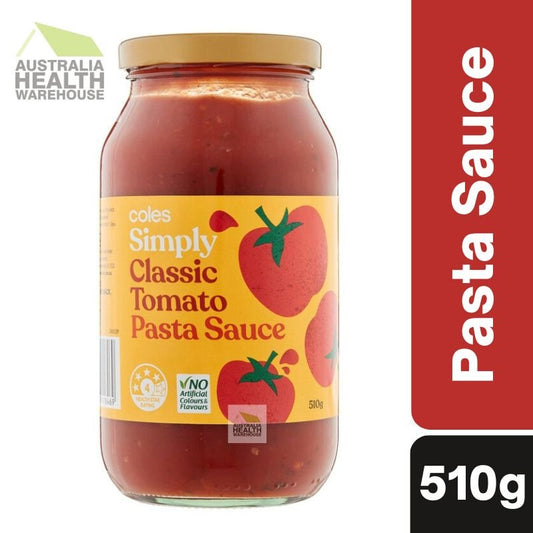 [Expiry: 11/08/2026] Coles Simply Classic Tomato Pasta Sauce 510g