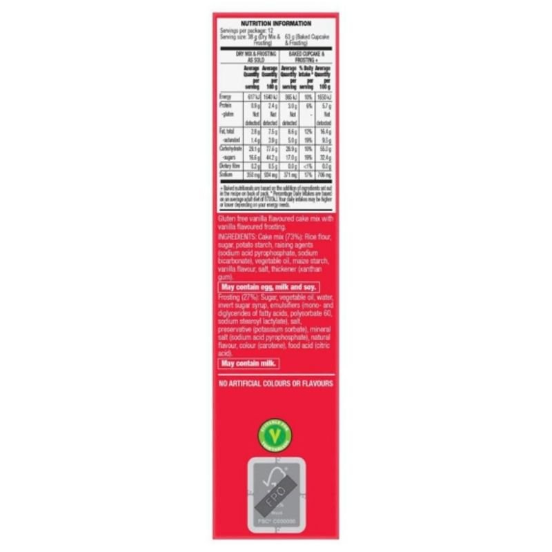 [Expiry Date: 22/02/2027] Betty Crocker Bake Smart Gluten Free Vanilla Cupcake Mix 450g