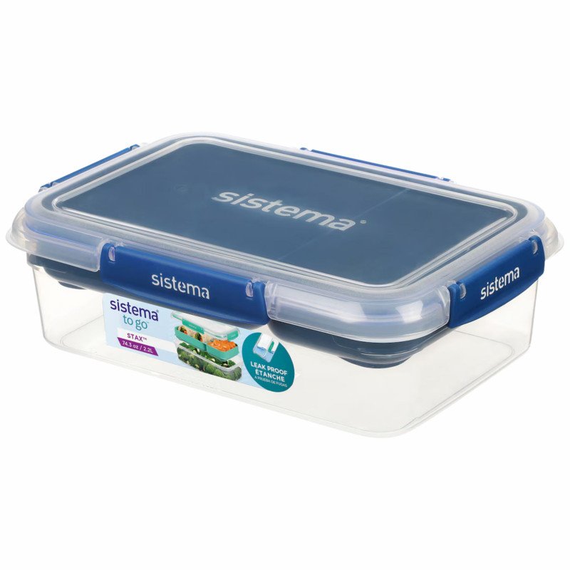 Sistema To Go Rectangle Stax Food Container 2.2 Litre (Blue)