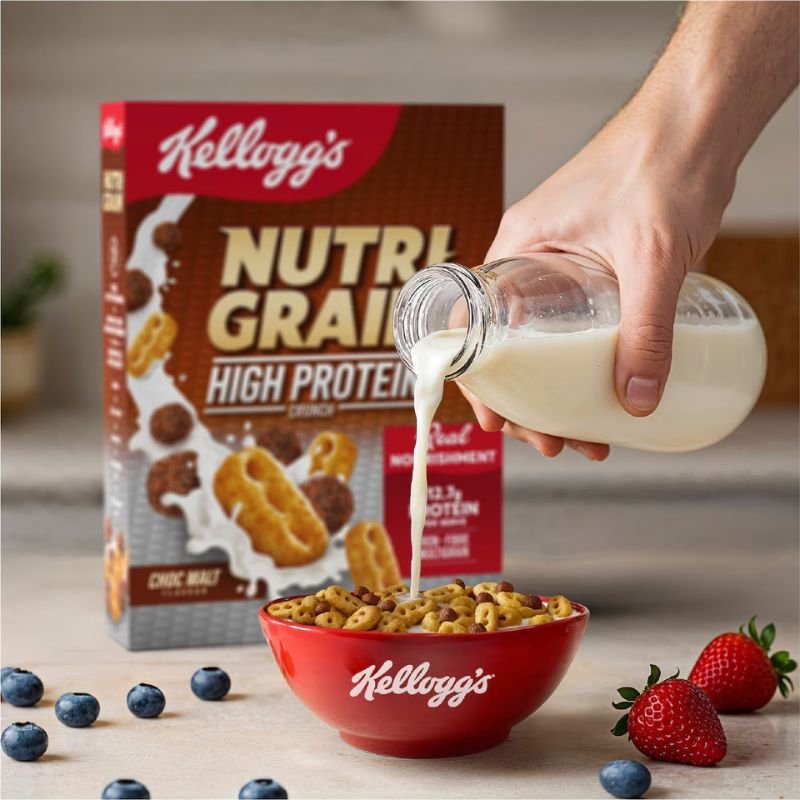 [Expiry: 19/03/2027] Kellogg's Nutri-Grain High Protein Crunch Choc Malt Flavour 500g