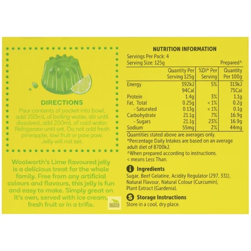 Woolworths Jelly Lime 85g
