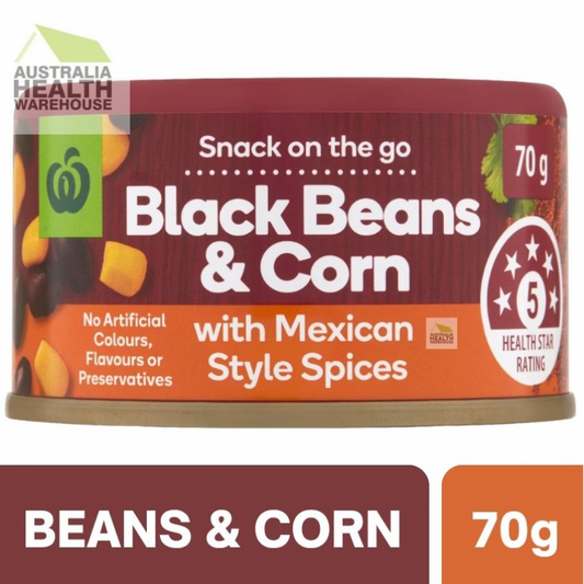 [Expiry Date: 30/04/2027] Woolworths Black Beans & Corn with Mexican Style Spices 70g