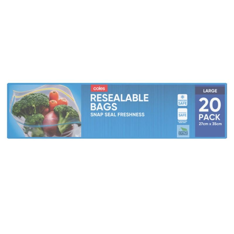 Coles Resealable Storage Bags Large 20 Pack
