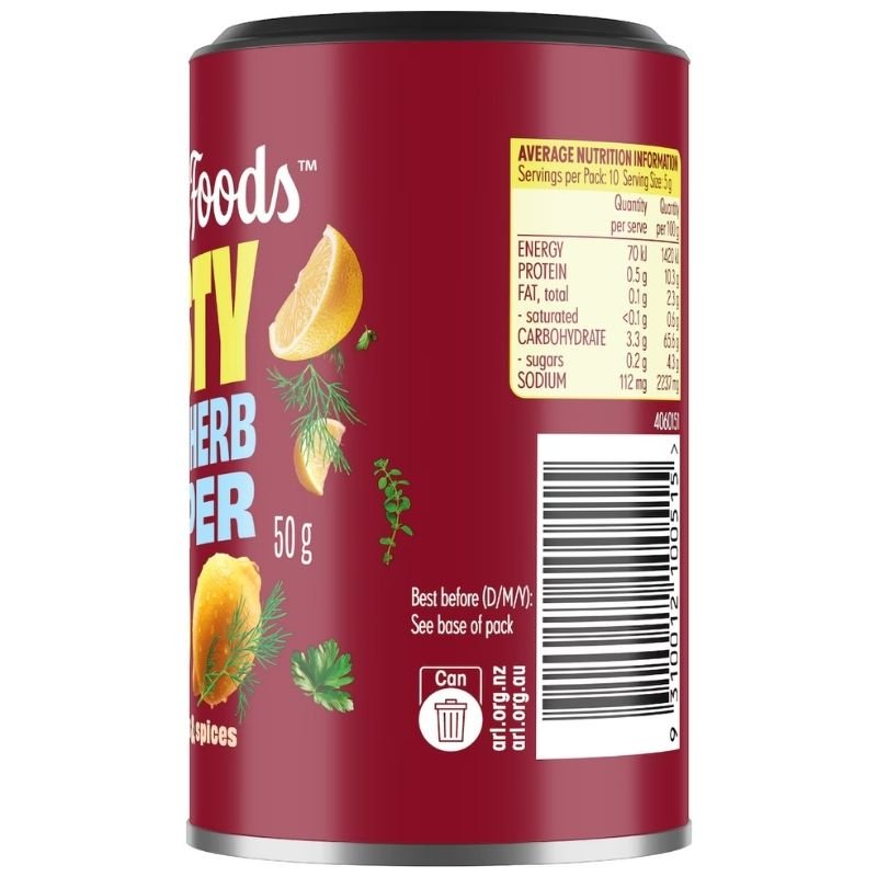 [Expiry Date: 15/09/2027] Masterfoods Zesty Lemon Herb Topper Seasoning Can 50g