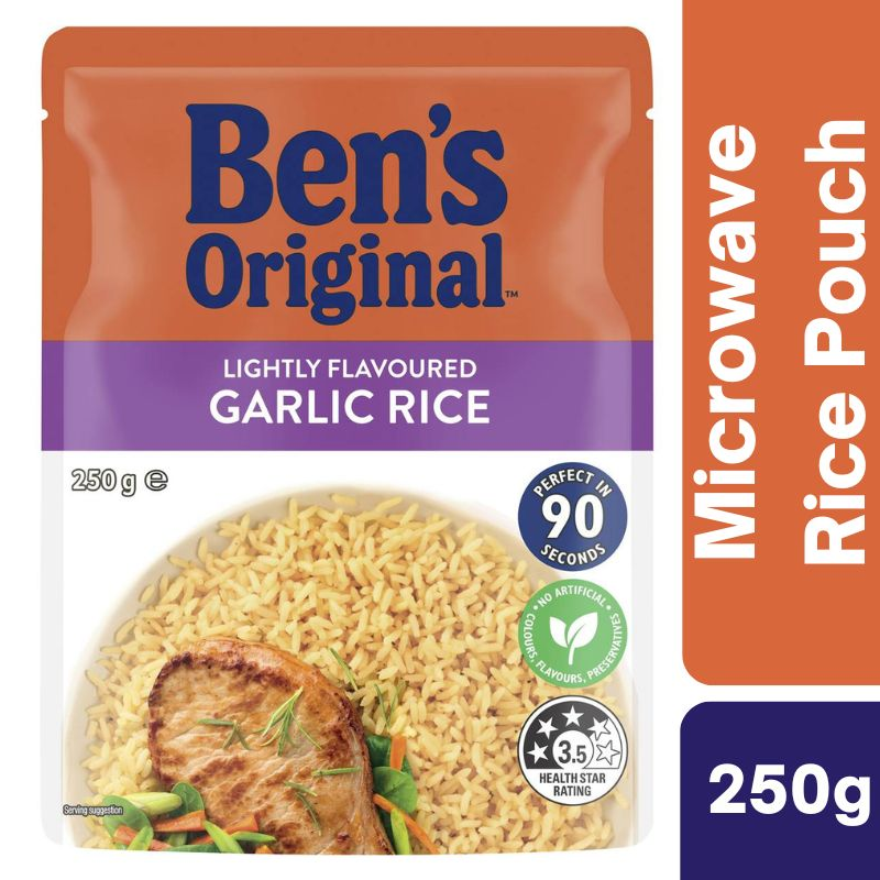 [Expiry Date: 18/01/2027] Ben's Original Lightly Flavour Garlic Rice Microwave Rice Pouch 250g