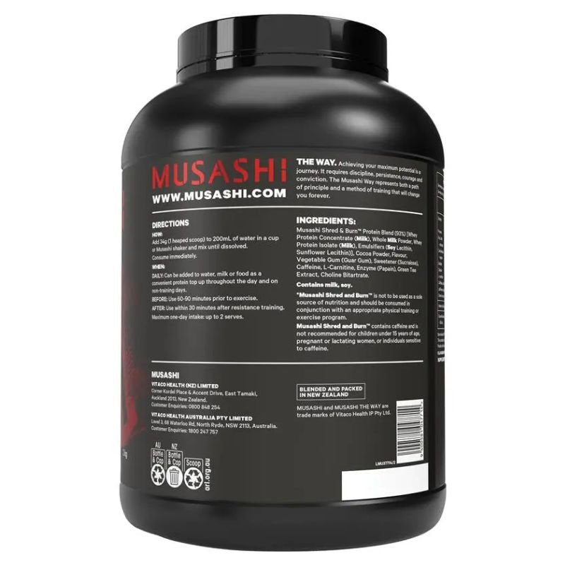 [Expiry: 04/2027] Musashi Shred & Burn Chocolate Milkshake Flavour 2kg