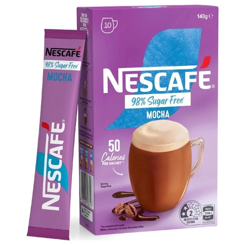 [Expiry Date: 03/2027] Nescafe 98% Sugar Free Mocha Coffee Sachets 10 Pack