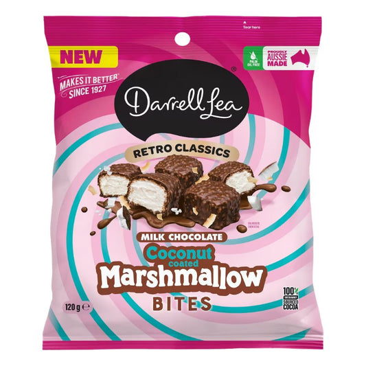 [CLEARANCE Expiry: 01/12/2026] Darrell Lea Coconut Marshmallow Bites Milk Chocolate 120g