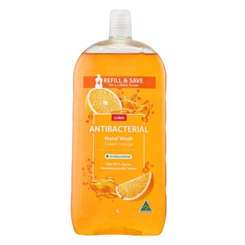 Coles Antibacterial Hand Wash Sweet Orange Refill 1 Litre