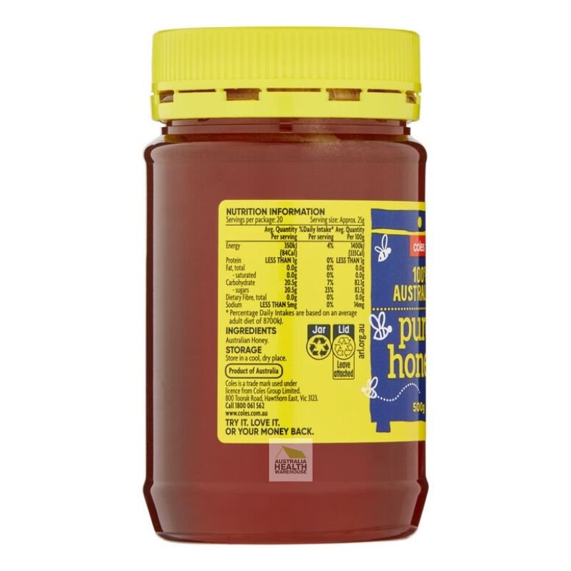 [Expiry: 04/03/2027] Coles Pure Australian Honey Jar 500g