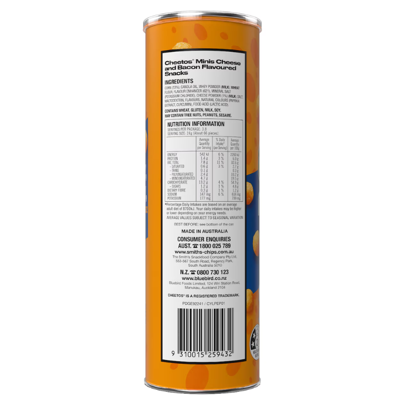 [CLEARANCE Expiry: 29/11/26] Cheetos Minis Cheese & Bacon 90g