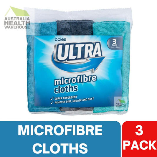 Coles Ultra Microfibre Cloths 3 Pack