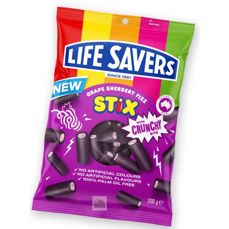 Lifesavers Grape Sherbert Fizz Stix 200g