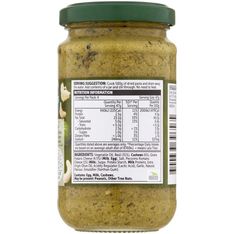 [Expiry: 18/10/2027] Woolworths Basil Pesto 190g