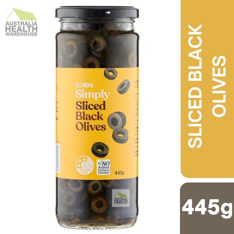 [Expiry: 21/07/2028] Coles Simply Sliced Black Olives 445g