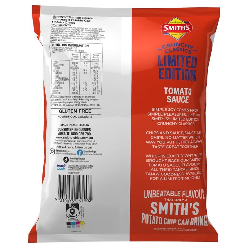 [Expiry: 11/10/2026] Smiths Tomato Sauce Chips 150g