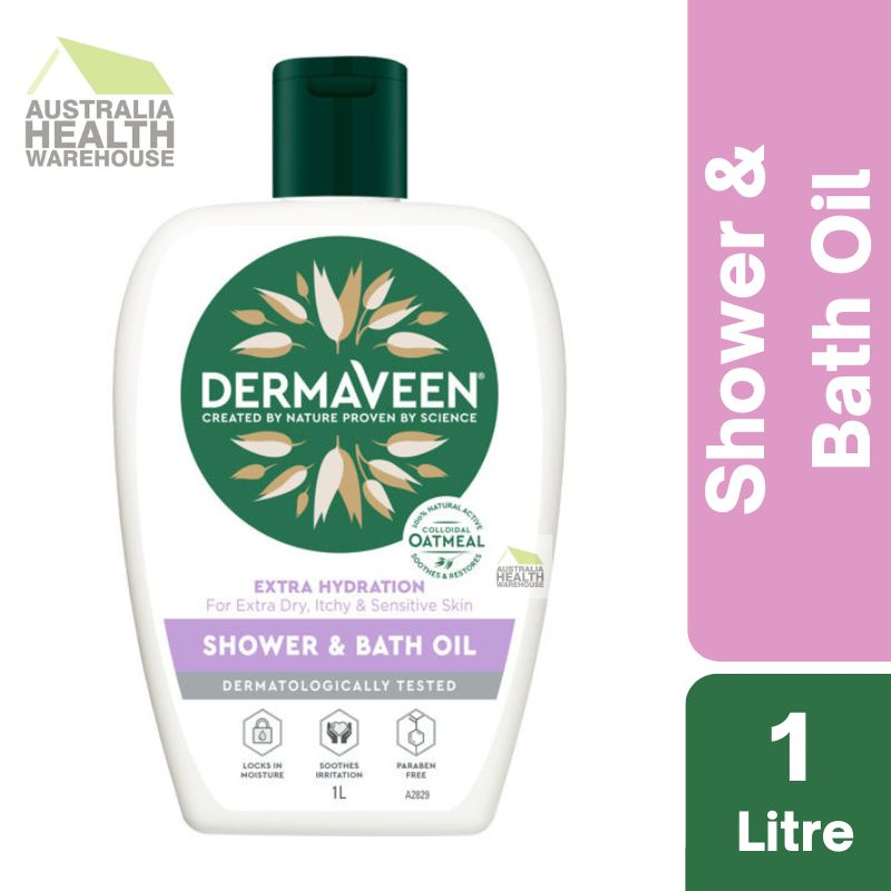 [Expiry: 06/2026] DermaVeen Extra Hydration Shower & Bath Oil 1 Litre (No Pump)