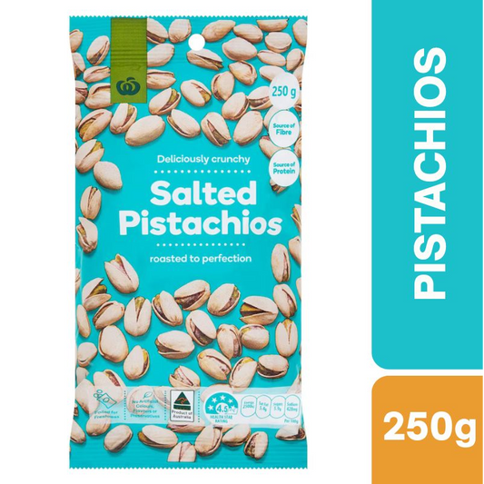 [Expiry Date: 08/09/2026]  Woolworths Salted Pistachios 250g