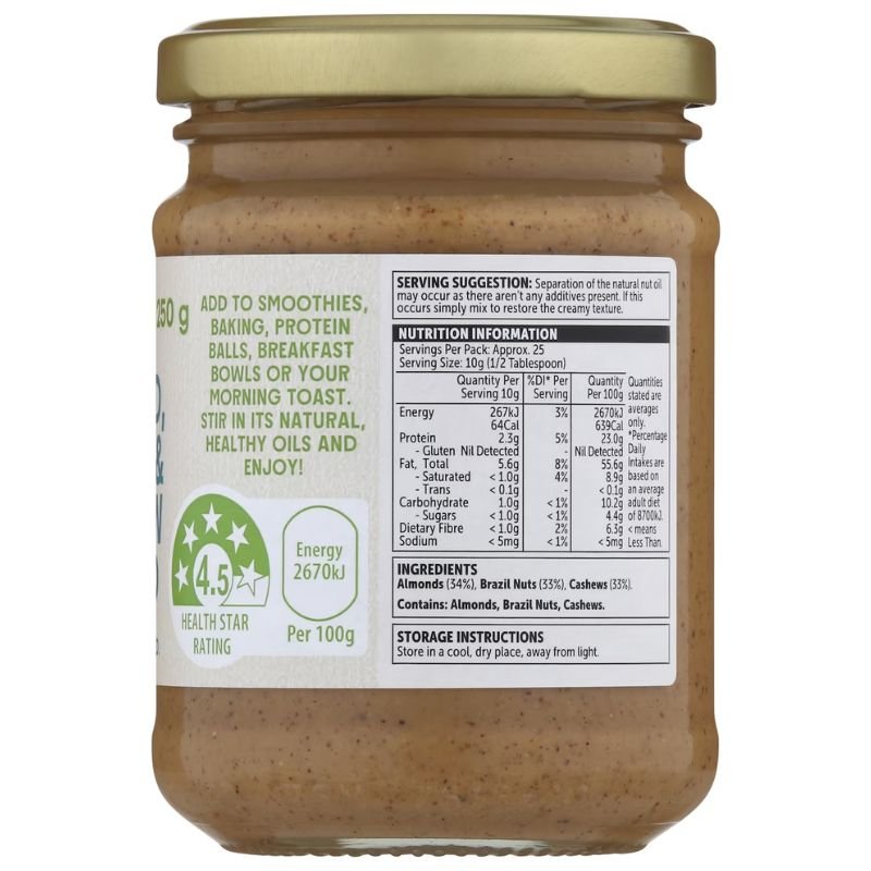 [Expiry: 18/02/2027] Woolworths Macro Almond, Brazil & Cashew Spread 250g