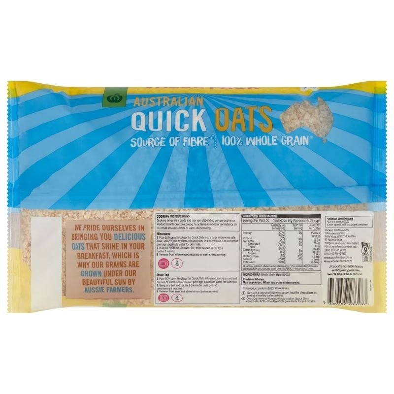 [Expiry Date: 25/02/2027]  Woolworths Australian Quick Oats 1.5kg