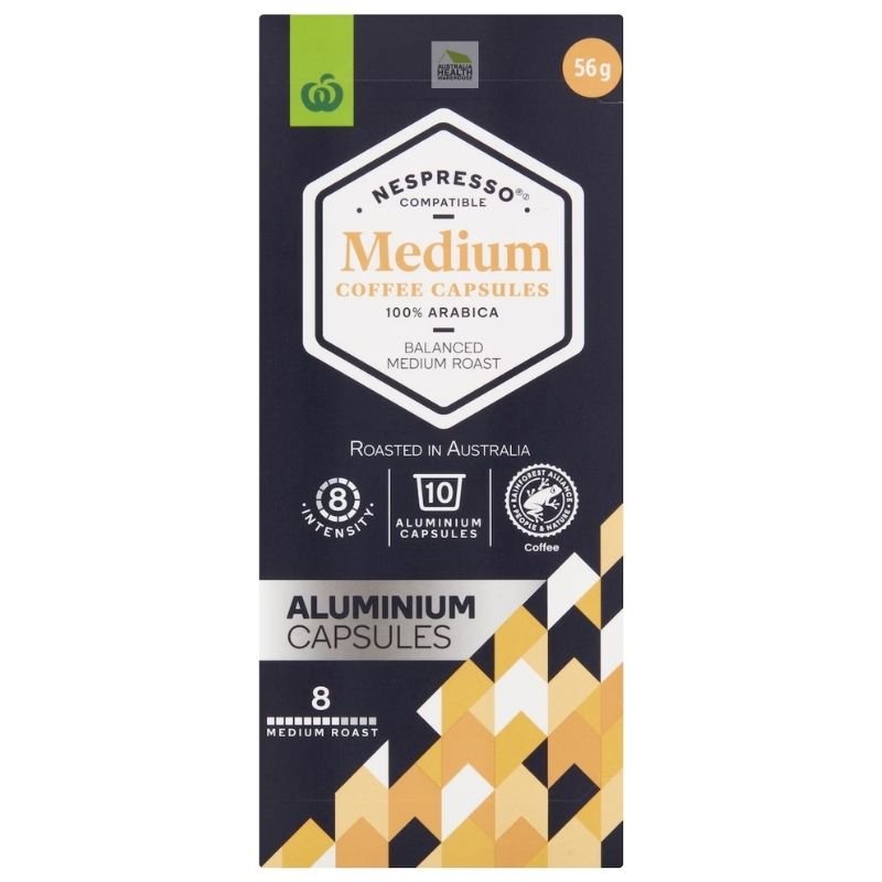 [CLEARANCE Expiry: 01/07/2026] Woolworths Nespresso Compatible Coffee Capsules Medium 10 Pack 56g