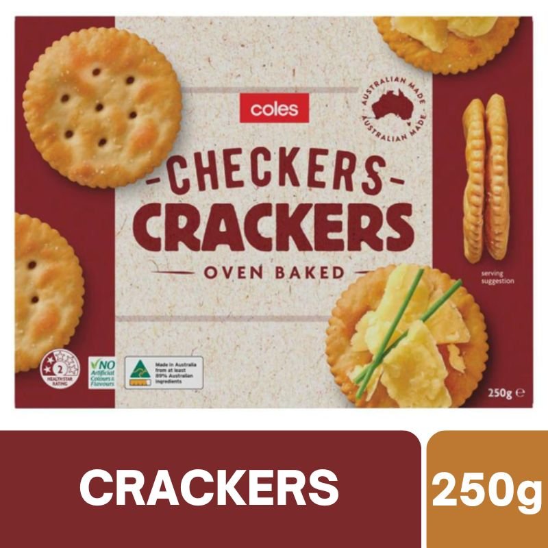 [Expiry: 28/09/2025] Coles Checkers Crackers 250g