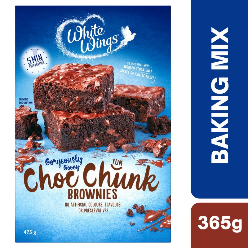 [Expiry Date: 04/08/2027] White Wings Choc Chunk Brownies Mix 475g