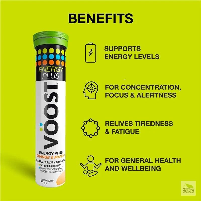 [Expiry: 07/2027] Voost Energy Plus Orange & Mango Effervescent 60 Tablets