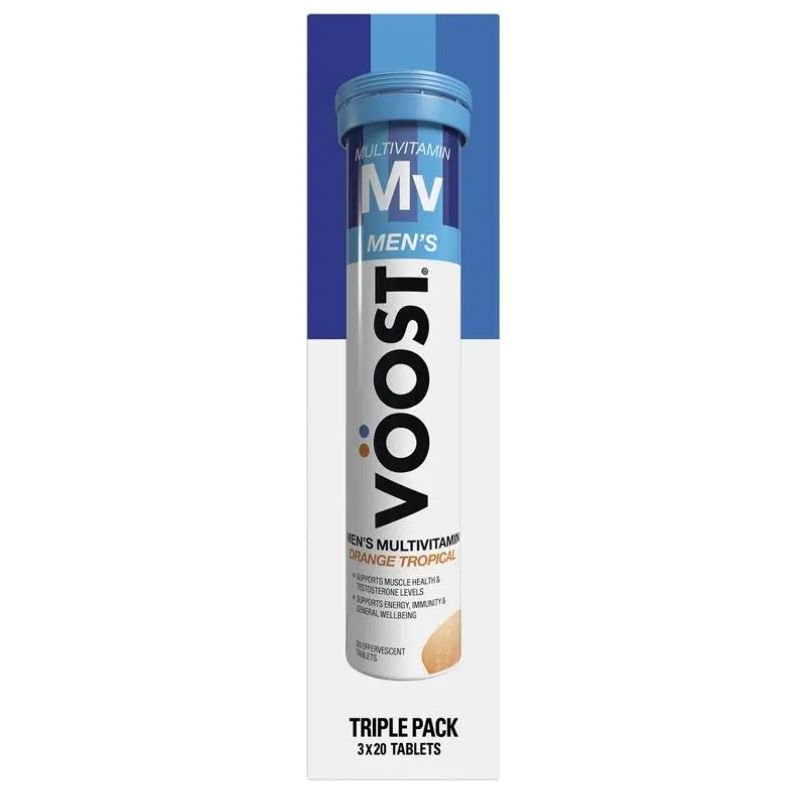 [Expiry Date: 02/2028] Voost Mens Multivitamin Orange Tropical Effervescent Tablets 60 Pack Exclusive Size