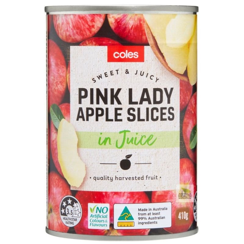 [Expiry Date: 07/2028] Coles Australian Pink Lady Apple Slices in Juice 410g