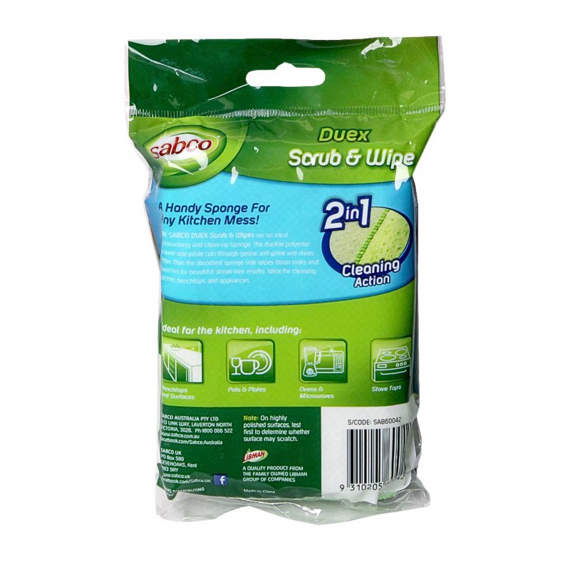 Sabco Duex Scrub & Wipe Kitchen Sponge 3 Pack