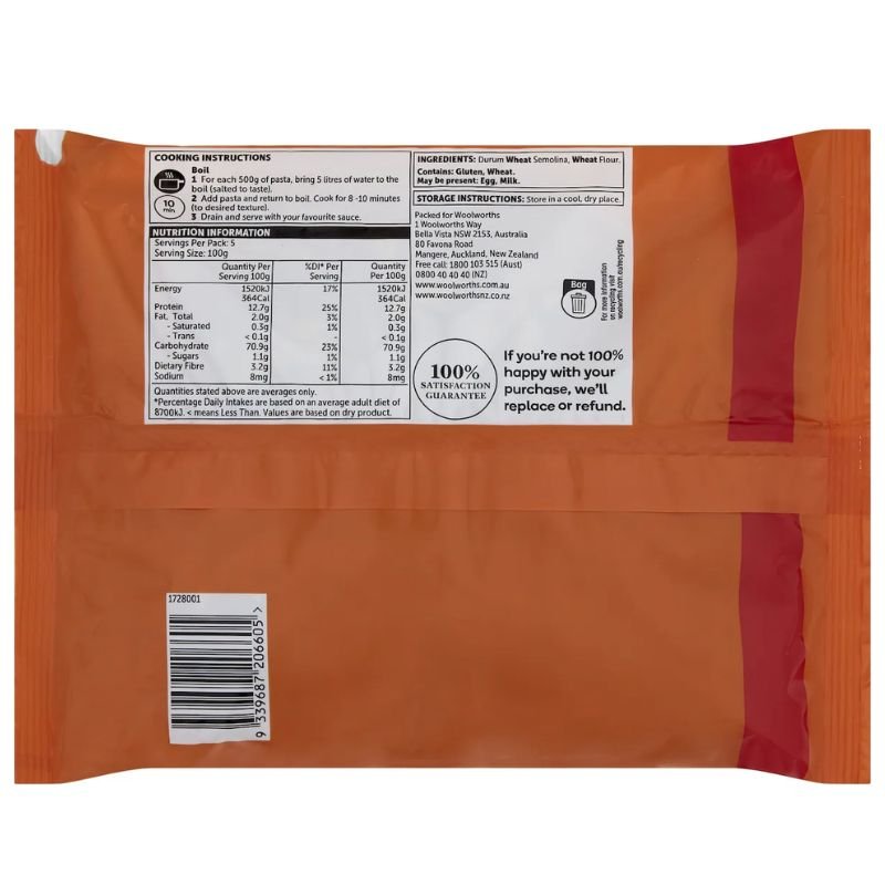 [Expiry Date: 05/09/2027] Woolworth Essentials Spirals Pasta 500g