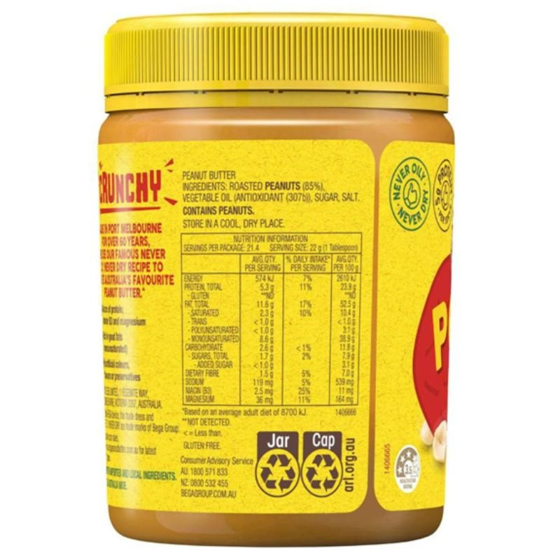 [CLEARANCE Expiry Date: 13/08/2026] Bega Spread Peanut Butter Crunchy 470g