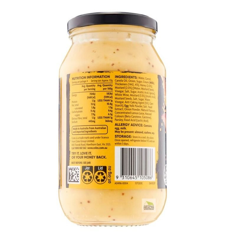 Coles Simmer Sauce Honey Mustard 485g