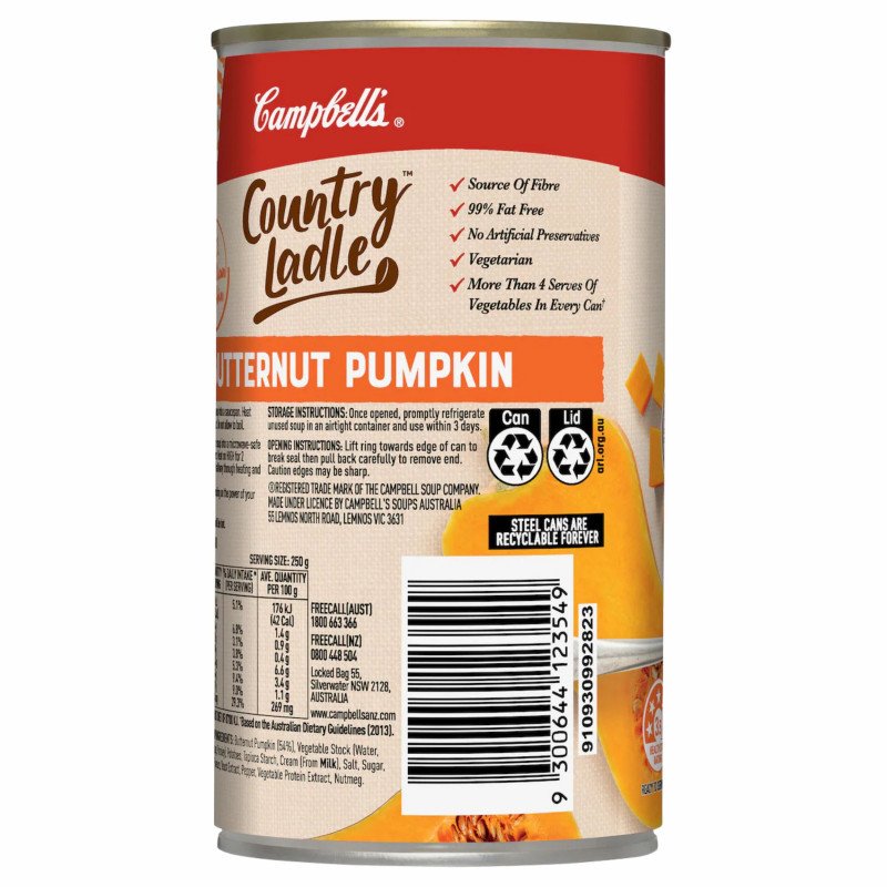 [Expiry Date: 12/02/2028] Campbell's Country Ladle Soup Can Butternut Pumpkin 505g