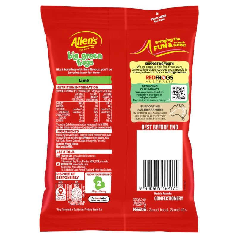 [Expiry: 06/2027] Allen's Big Green Frogs 170g