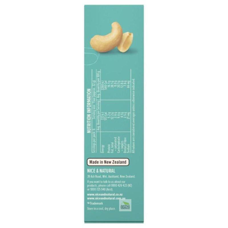 [Expiry: 09/02/2026] Nice & Natural Roasted Nut Bars Peanut & Cashew with Real Milk Chocolate 6 Bars 192g