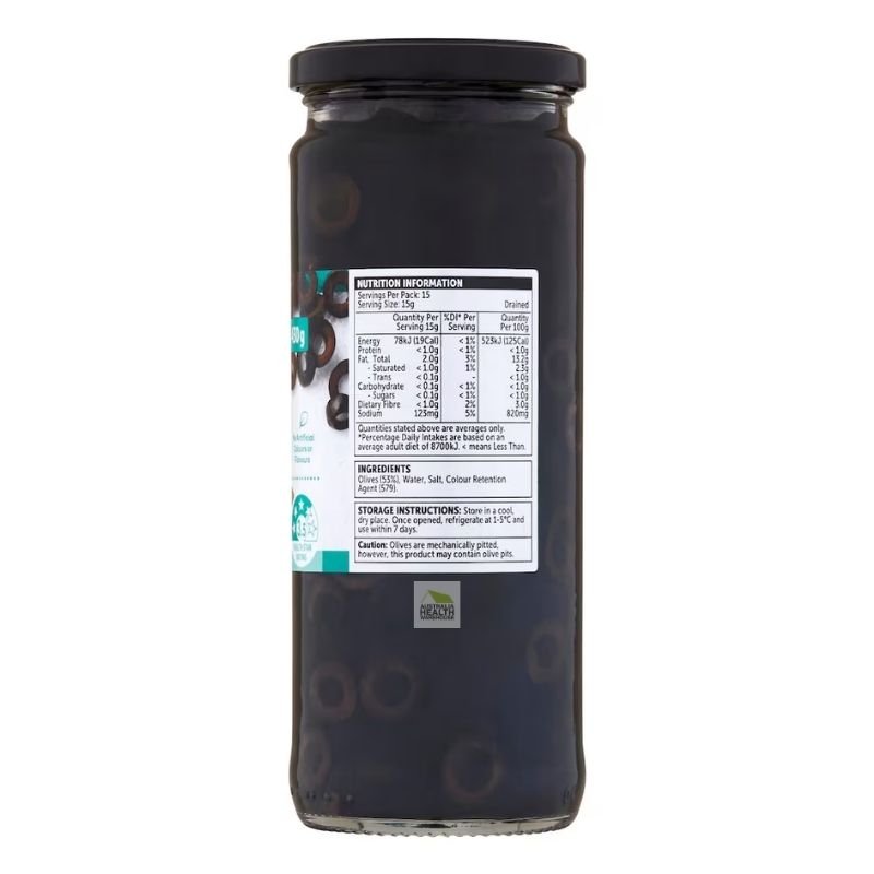 [Expiry: 11/07/2027] Woolworths Sliced Black Olives 430g