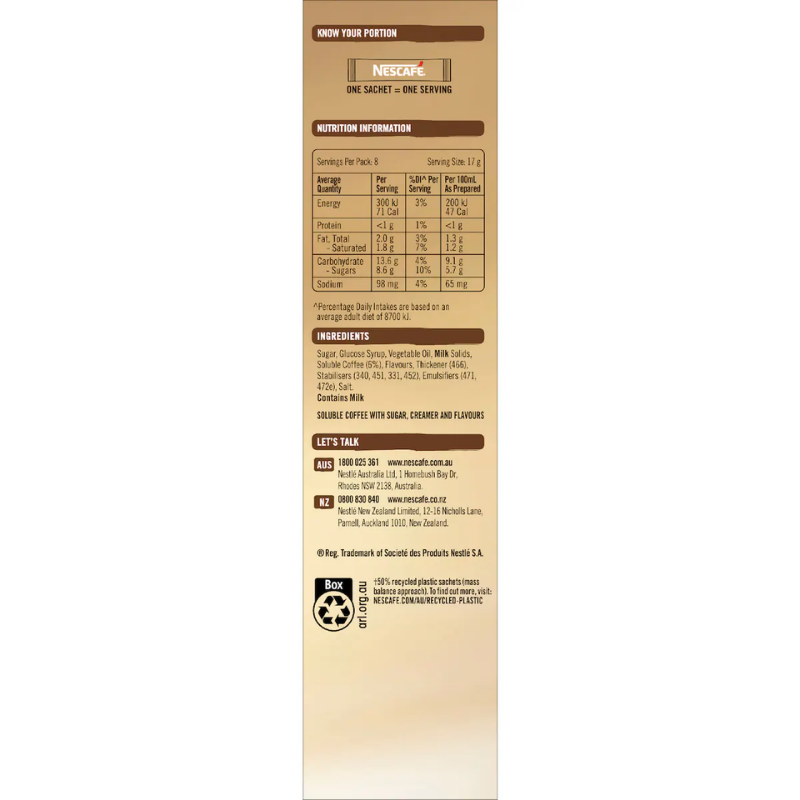 [Expiry Date: 06/2027] Nescafe Velvety White Choc Mocha Coffee Sachets 8 Pack