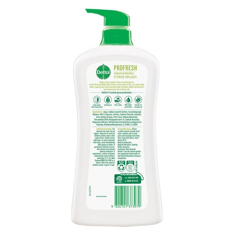 [Expiry: 05/2025] Dettol Profresh Citrus Splash Antibacterial Shower Gel 950mL