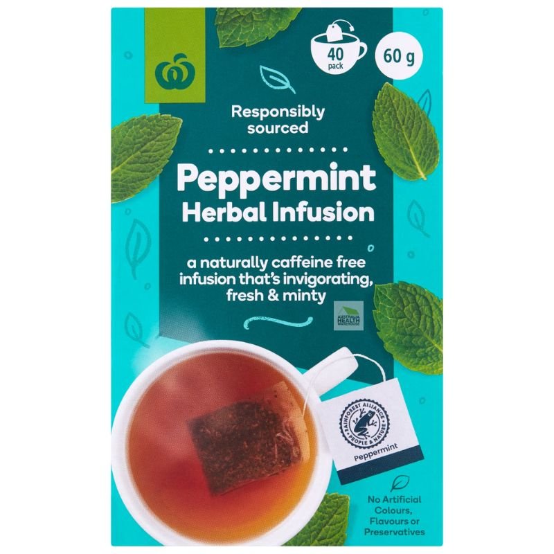 [Expiry: 07/01/2028] Woolworths Peppermint Herbal Infusion Tea 40 Pack