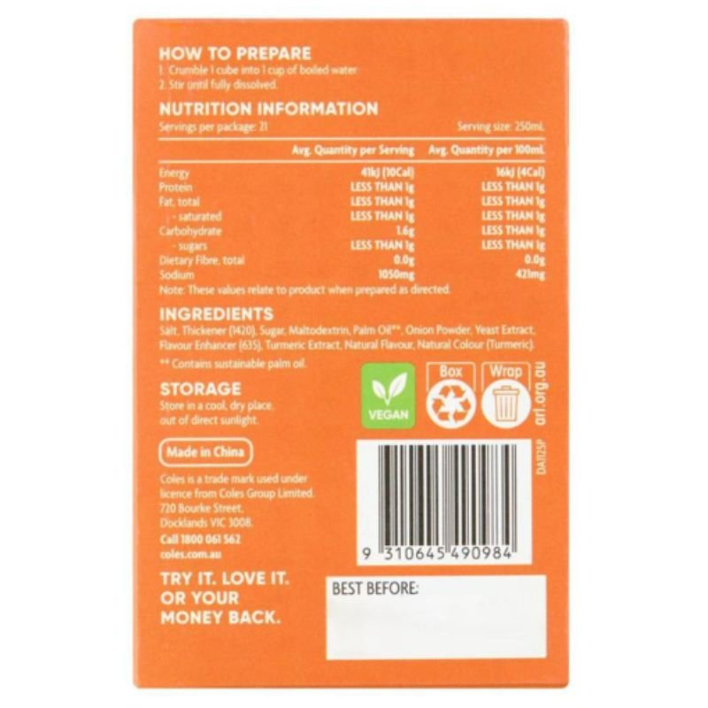 [Expiry Date: 01/2028] Coles Stock Cubes Chicken Style 105g