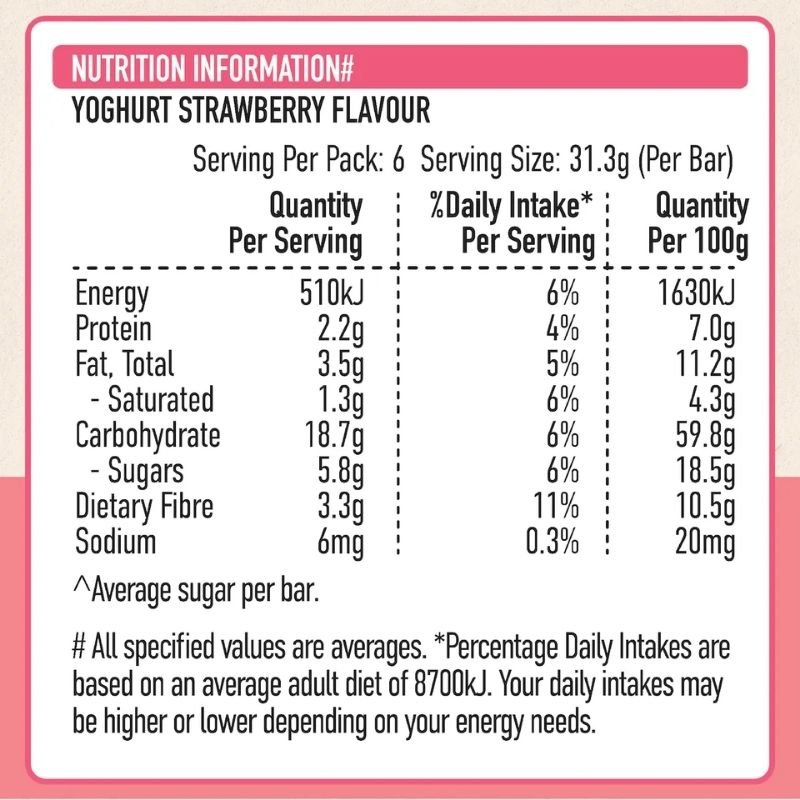 [Expiry Date: 06/01/2027] Uncle Tobys Muesli Bars Yoghurt Strawberry 6 Pack 185g