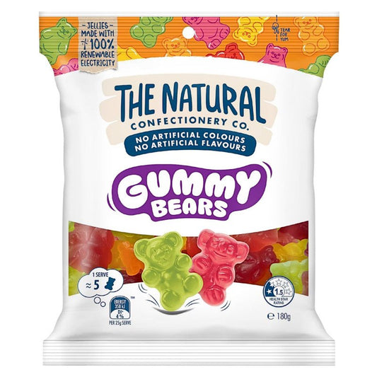 [Expiry Date: 01/07/2027] The Natural Confectionery Co. Gummy Bears Lollies 180g