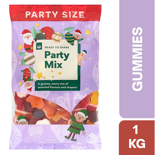 [CLEARANCE Expiry Date: 18/11/2026] Woolworths Christmas Party Gummy Mix 1kg