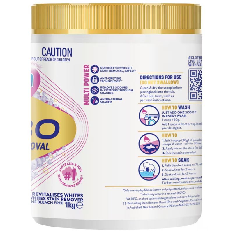 [Expiry: 11/2027] Vanish Gold Pro Turbo White Stain Remover Powder 1kg