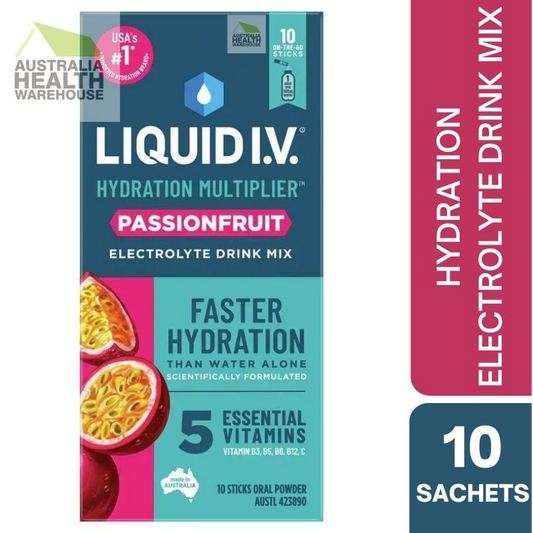 [Expiry: 11/2026] Liquid I.V. Hydration Multiplier 10 Sticks – Passionfruit Flavour