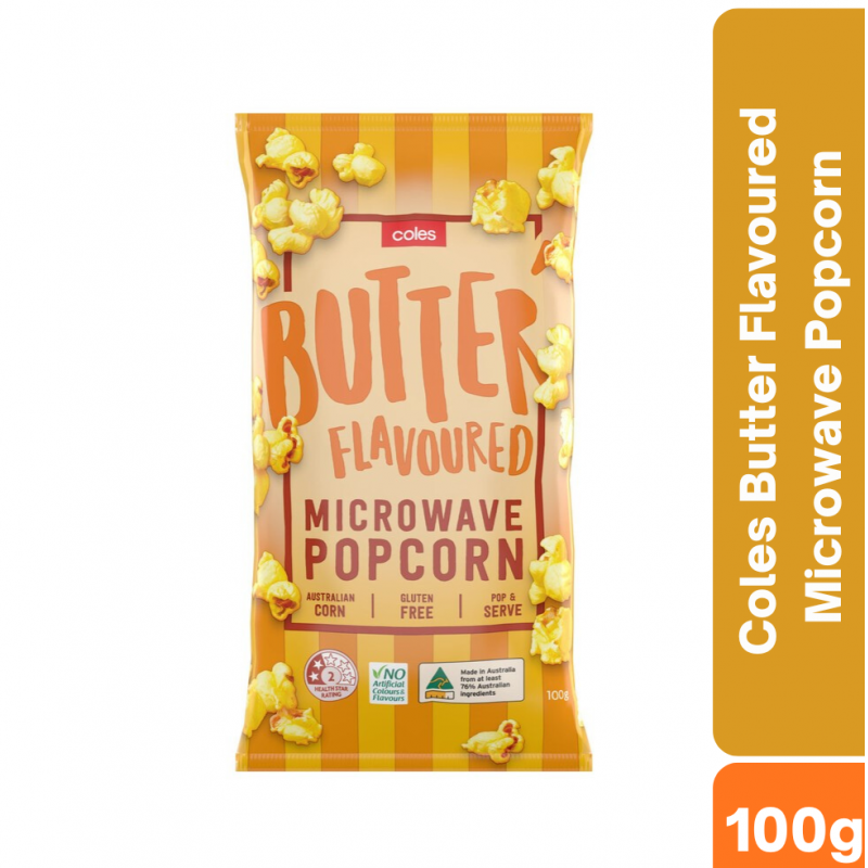 Coles Butter Flavoured Microwave Popcorn 100g