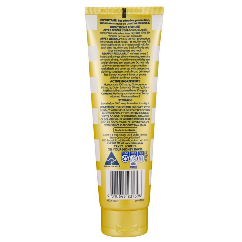 [Expiry: 06/2027] Coles SPF 50+ Ultra Sunscreen Tube 100mL