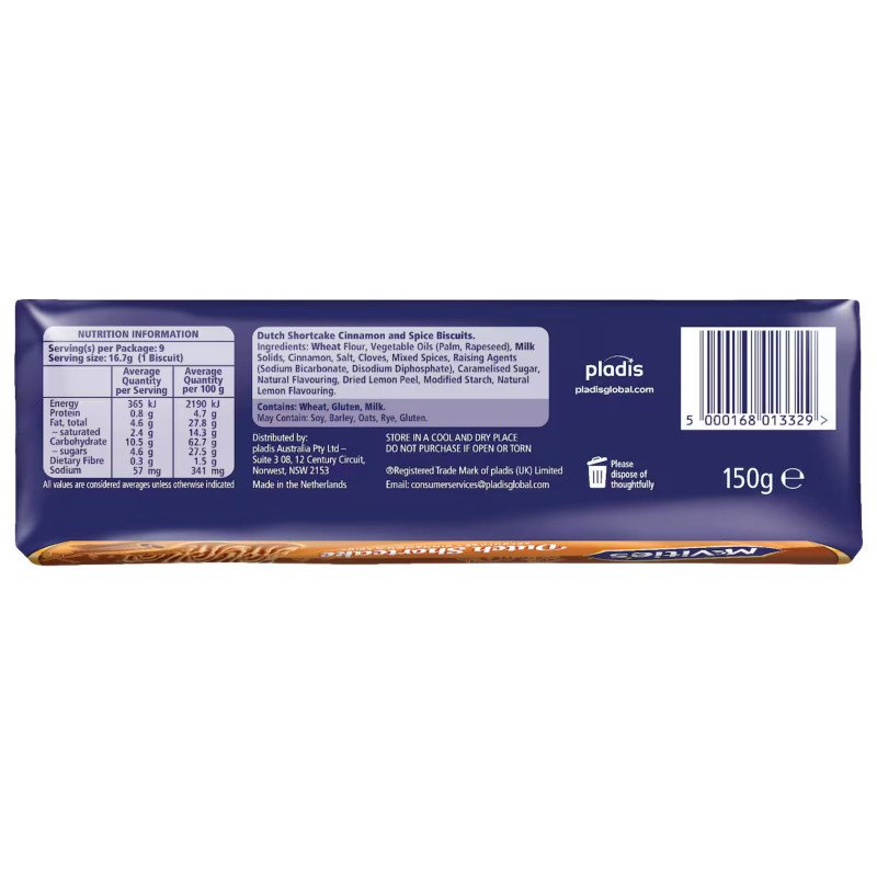 [Expiry Date: 31/10/2026] McVitie's Dutch Shortcake Speculaas 150g